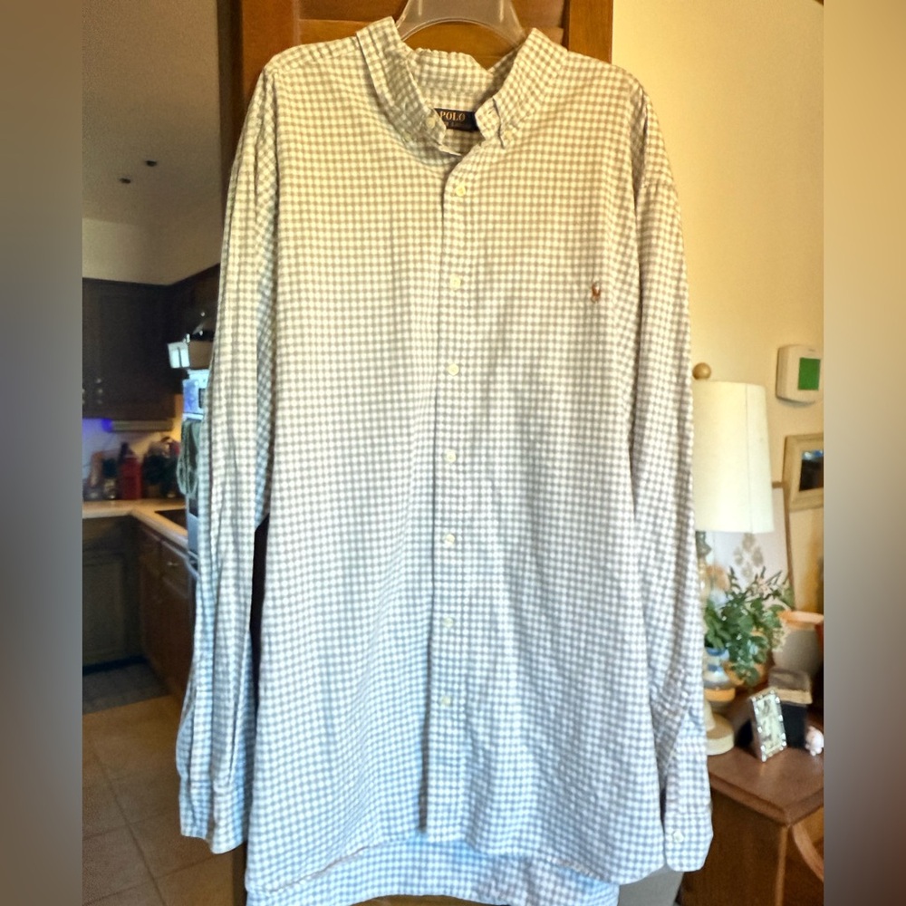 Ralph Lauren Polo 4X 4XB men’s button down checked shirt cotton EUC 4XL - Picture 6 of 6